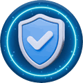 Ícone de escudo azul com check simbolizando garantia