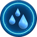 Ícone com três gotas azuis indicando detecção de vazamentos em piscinas.