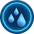 Ícone com três gotas azuis indicando detecção de vazamentos em piscinas.